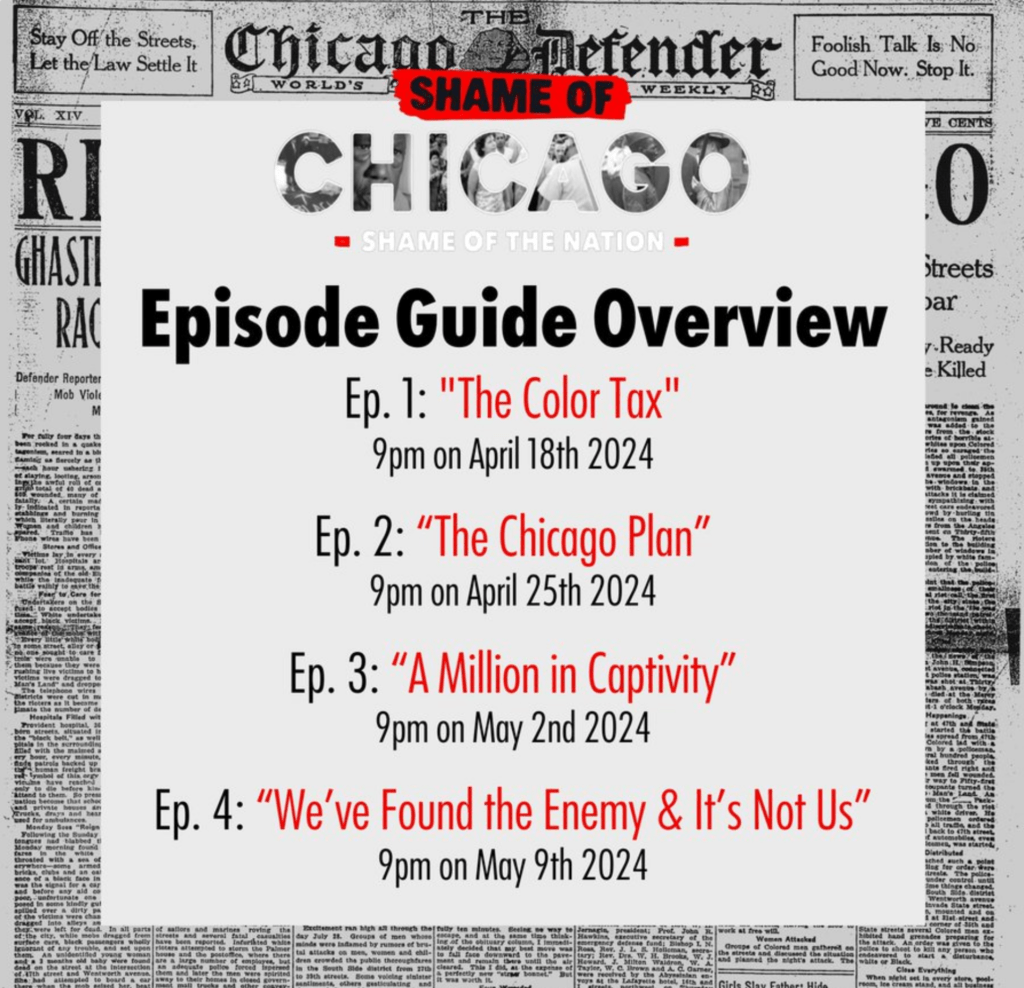 TONIGHT: Don't miss ep. 3 @ShameofChicago, 9pm CT on @wttw and streaming on @1VONtv and @PBS app!

Read @PublicNarrative's collaboration w/5 newsrooms tackling the city's key issues inspired by the doc, w/support from @FieldFoundation and @HealingIllinois: bit.ly/3UFvApo