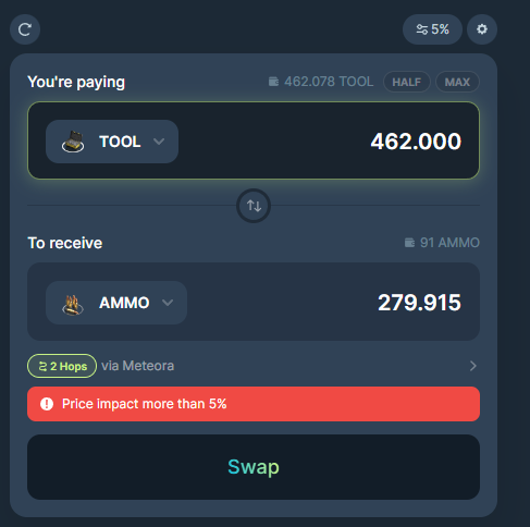 StarAtlasPro's tweet photo. There is a trick...
 today is -ev but perhaps, one day,  we'll get enough liquidity to make direct swaps. 

Props to @dlp8coin project for leading this idea. https://t.co/xpkNGFQIwh