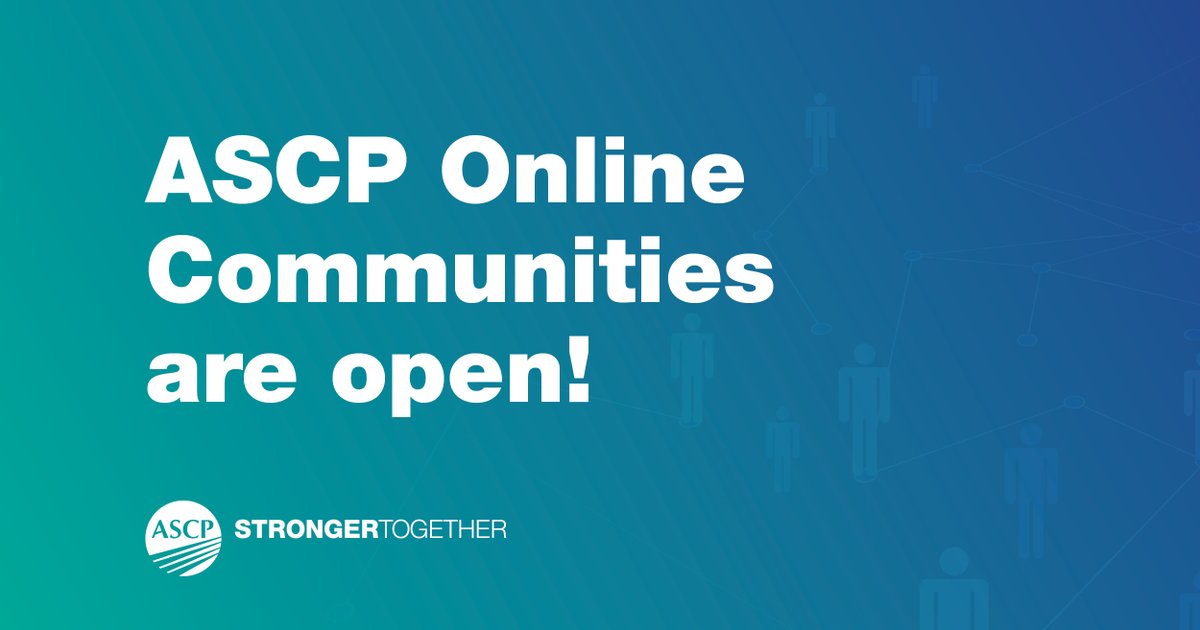 ASCP Online Communities are now available for ASCP Members! Members can navigate the communities home page to join exclusive Online Communities. Participate in the fun and connect with other like-minded members today! bit.ly/3SHyZmQ