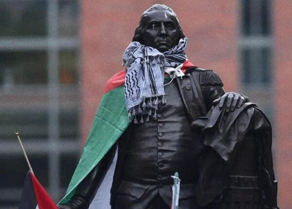 bAS@ARDS!  The statue of George Washington at George Washington University located just blocks from the White House is still desecrated by communist-Islamist revolutionaries