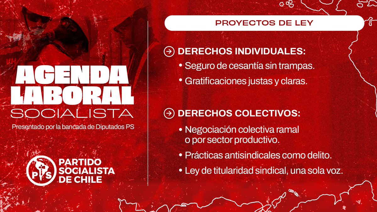 Te invitamos a revisar el trabajo legislativo que está realizando nuestra @bancadaPSchile en el Congreso 🇨🇱, se presentó una robusta agenda laboral que implica una mejora en los derechos laborales y colectivos de las trabajadoras y los trabajadores del país.