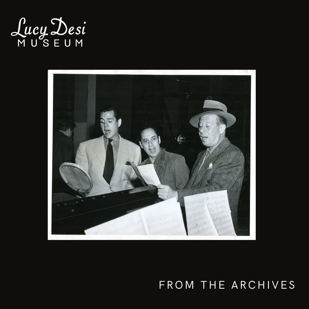 Today in 1942, Desi Arnaz performed as part of the Hollywood Victory Caravan in Philadelphia. The 2-week traveling show consisted of a 3-hour program of comedy, drama & music. Proceeds benefited military relief during WWII. Pictured rehearsing are Desi, Groucho Marx & Bert Lahr.