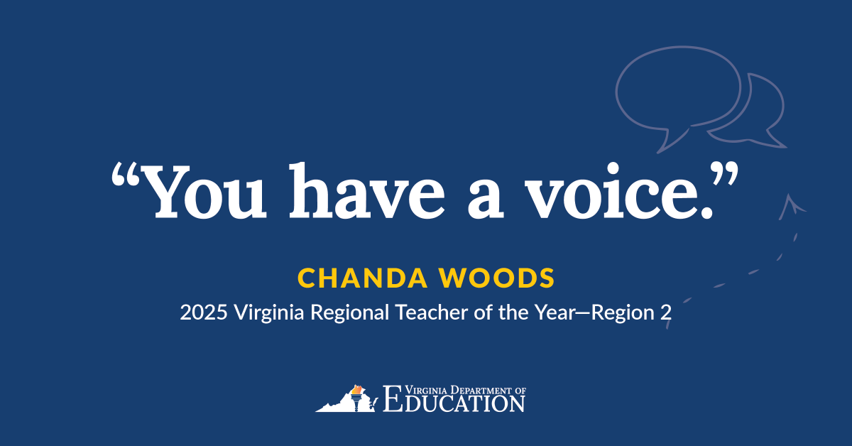 Virginia’s eight regional teachers serve as ambassadors for schools in their regions, the state and for the teaching profession. The Teacher of the Year will be announced May 6 in Richmond. Will it be Region 2's Chanda Woods of @NNSchools? #VATOY2025 #ElevateEducatorsVA