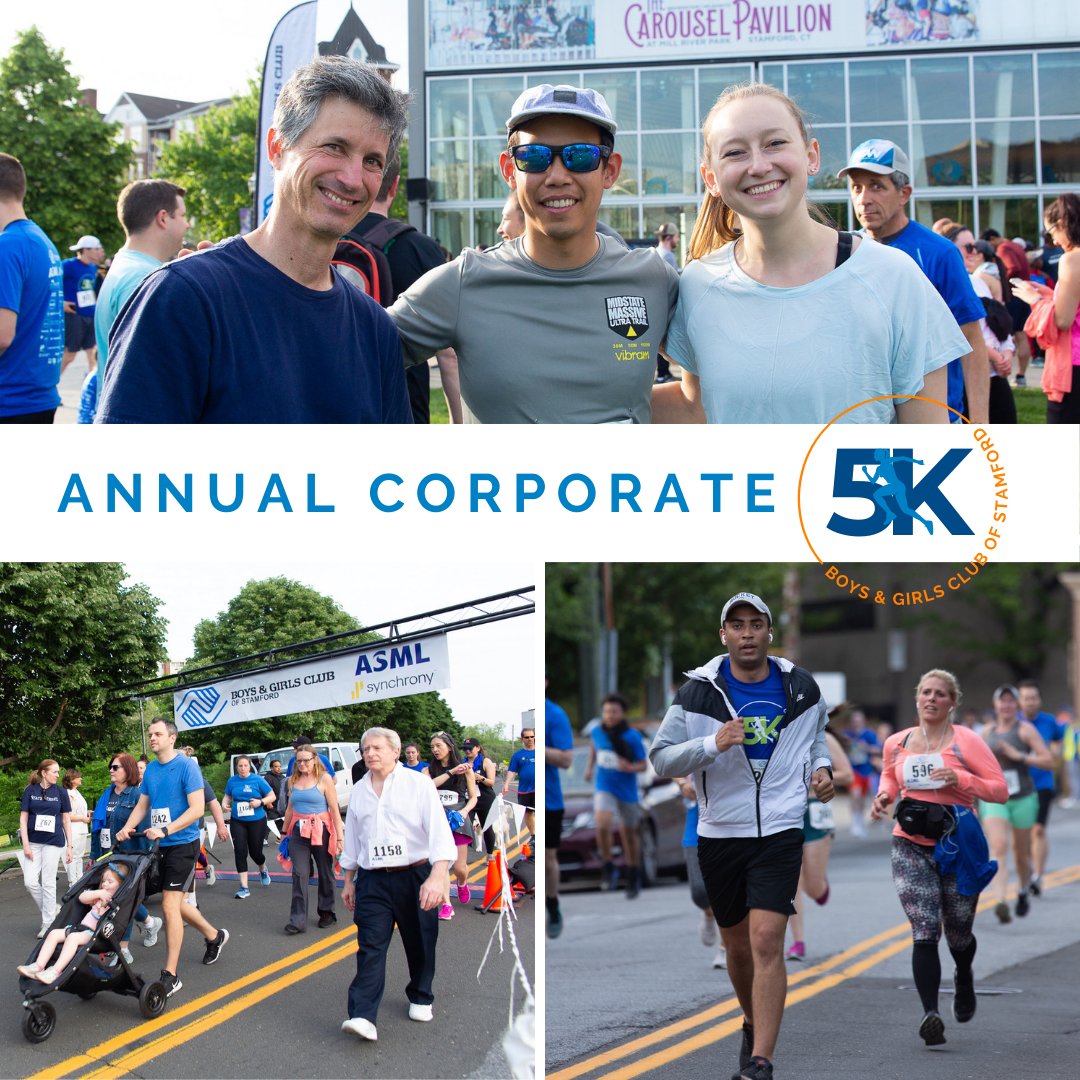 Ready, set, run for a cause! 🌟 Join over 60 corporate sponsors and hundreds of runners and walkers on May 15 at Mill River Park 💙

Register here: runsignup.com/Race/CT/Stamfo…

#Corporate5k #RunForACause #BGCA #BGCStamford #StamfordCT