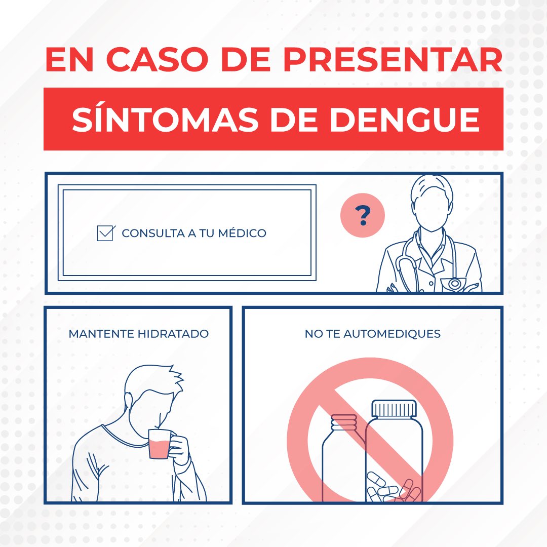 ¡Juntos podemos prevenir el Dengue! 🦟

⬅️ Desliza para conocer los síntomas más comunes de esta enfermedad. Si presentas alguno de estos, consulta a tu médico.

¡Haz tu parte: Elimina, limpia y tapa!

#GanemosleAlDengue #HazTuParte #AltoAlDengue