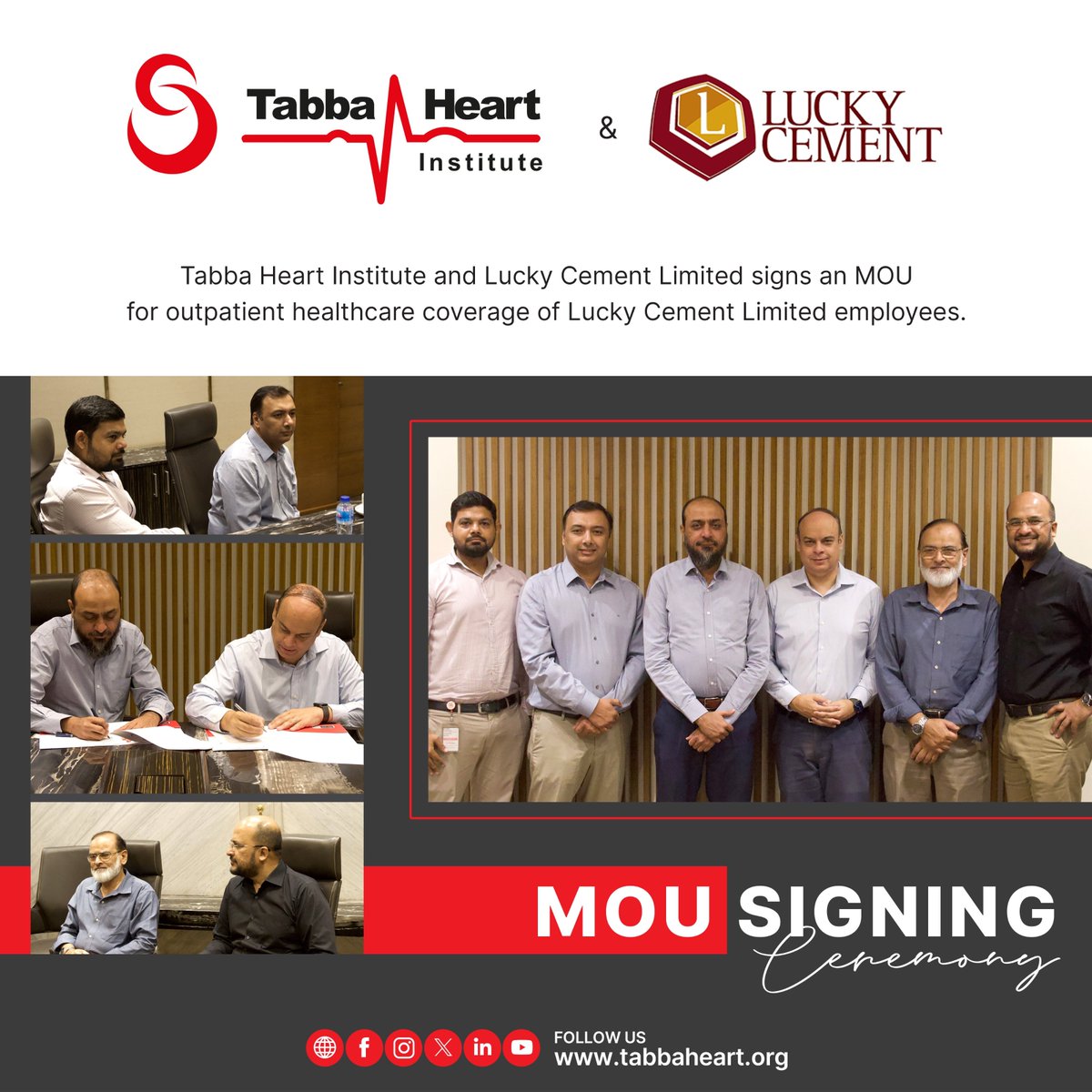 Tabba_Heart's tweet photo. Focused on shared objectives at the MOU signing ceremony with Lucky Cement for outpatient healthcare reportage of Lucky Cement Limited employees. 🔗 💼
Collaborative minds aligning for a brighter future &amp; gathering of minds shaping the path forward! 📈 🌐 https://t.co/TOhbwbO67v