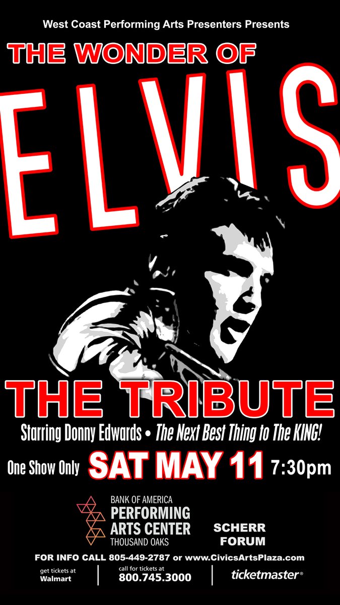 Direct from Las Vegas, Elvis Tribute artist extraordinaire Donny Edwards stars in this one man show highlighting Elvis Presley's meteoric rise to fame in the late 1950's to his groundbreaking Aloha and Las Vegas 1970's concerts. May 11 - 7:30 PM Tickets: bit.ly/4bln3NP