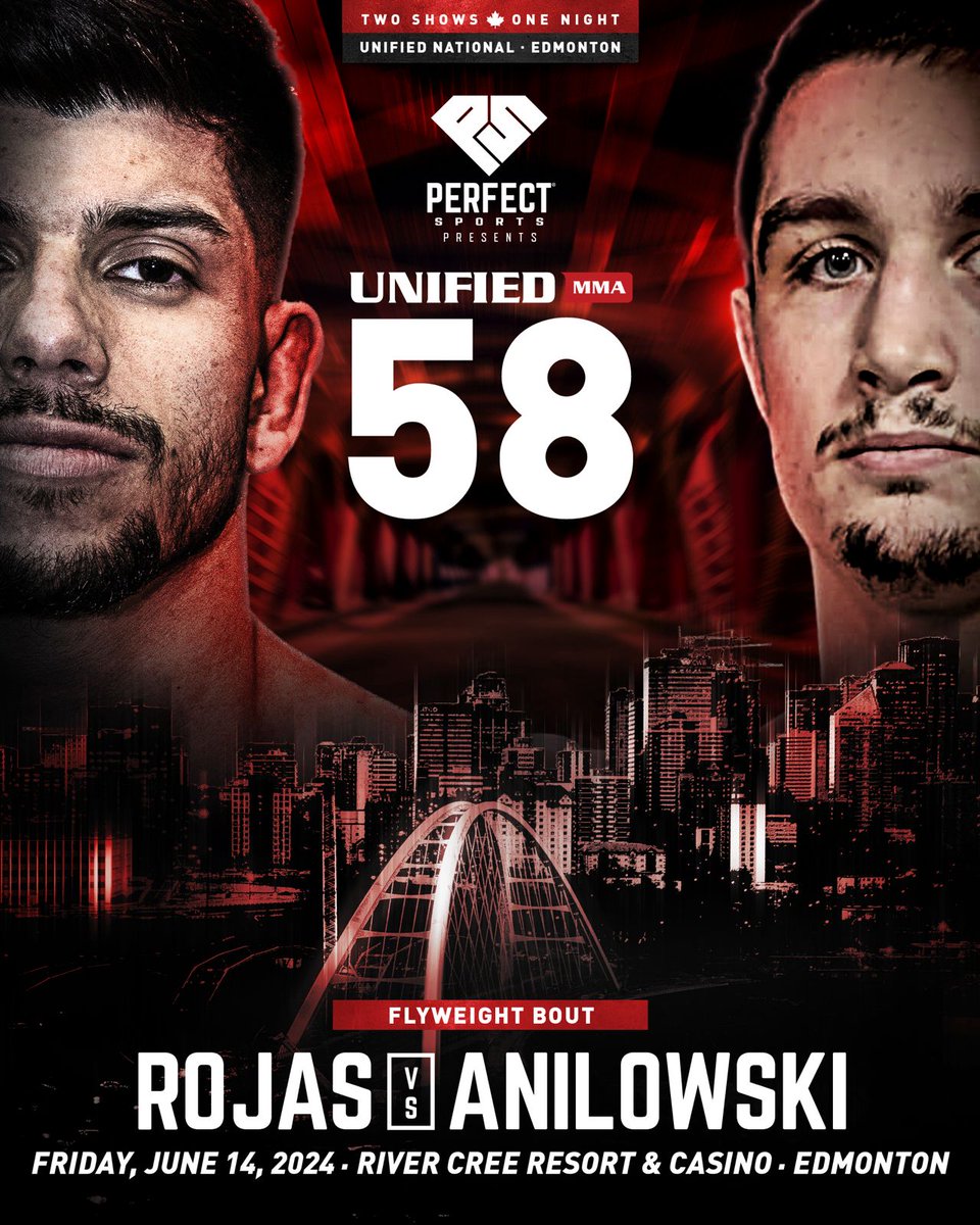 🚨 #Unified58 News 🚨

Unbeaten 🇨🇦 flyweight upstarts @AntonyF_Rojasss (2-0) & Thomas Ankilowski (1-0) meet in the cage at @RiverCreeCasino on June 14 in Edmonton 👊🏼

🍁 #UnifiedNational 🍁