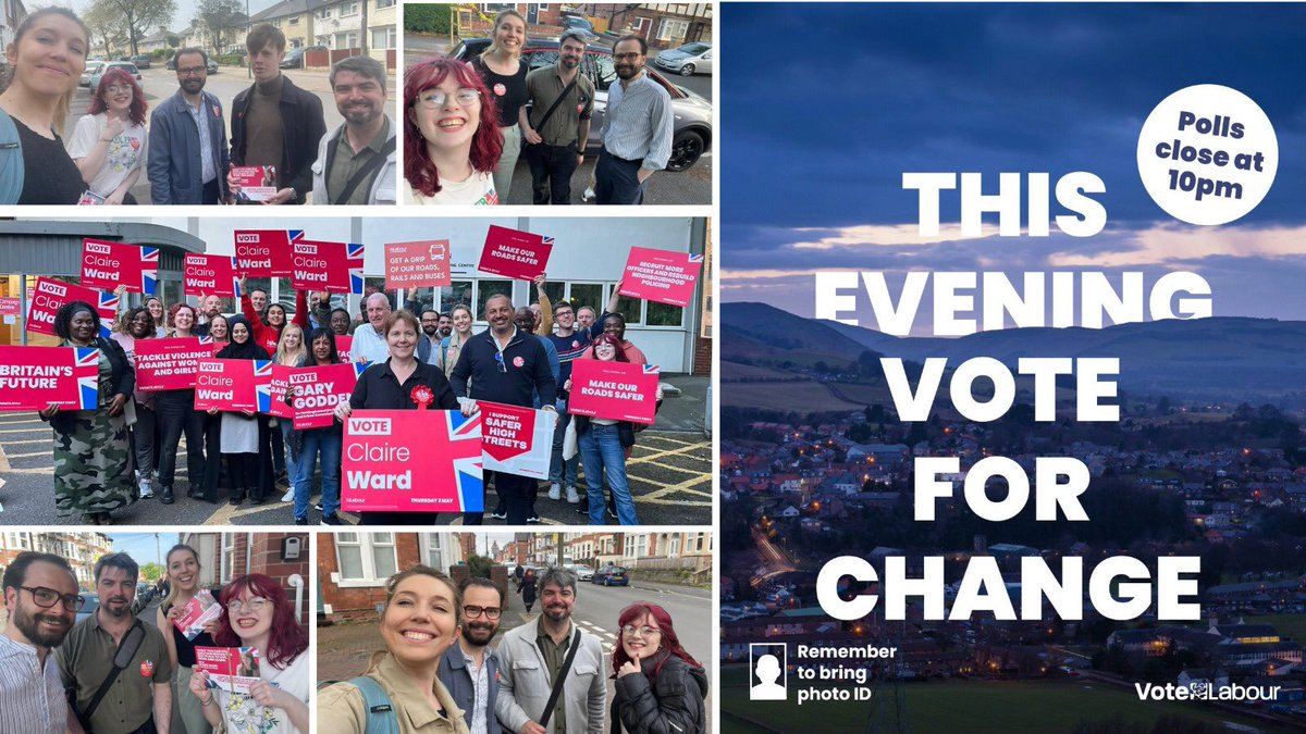 Been a long day out campaigning. The polls are still open for another hour and a half, until 10 pm, and your vote could make the difference. Change is coming and it starts today, but you have to vote for it. Vote @ClaireWard4EM & @Gary_Godden. Vote Labour🗳️🌹