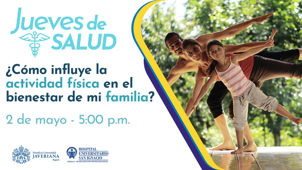 ¿Cómo influye la actividad física en el bienestar de mi familia?, si deseas conocer la respuesta a este y otros interrogantes sobre salud y deporte, te invitamos a conectarte hoy a la transmisión del #JuevesDeSalud ⏰5:00 p.m. 📽️youtube.com/unijaveriana