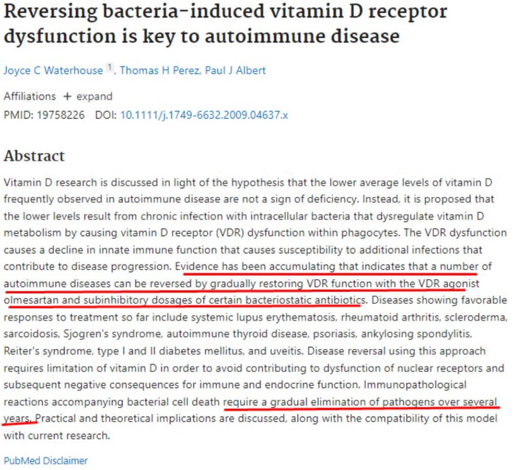 Many people think autoimmunity is 'triggered' and the pathogen leaves the body. But, here we see the opposite, autoimmunity cured by treating chronic pathogens. #LongCovid