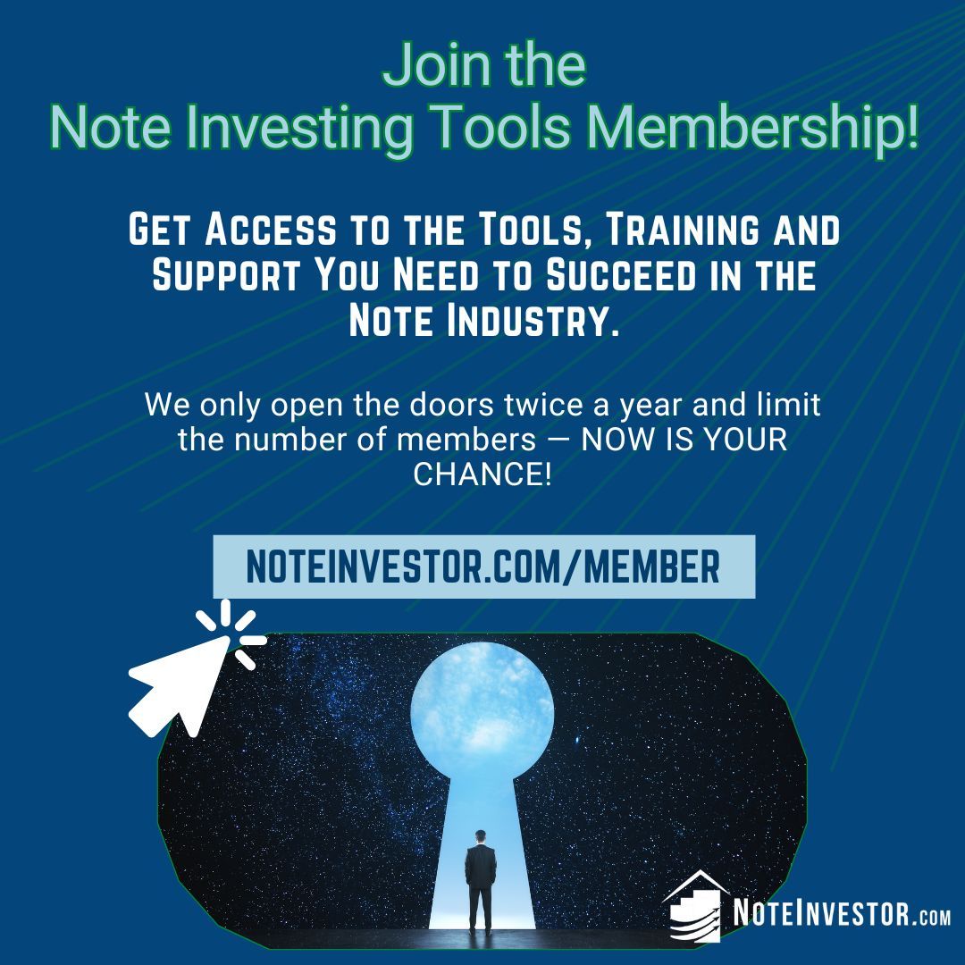 It's time to dive into the world of Note Investing! Learn more and sign-up BEFORE doors close at noteinvestor.com/member 

#RENotes #NoteInvesting #NoteBuyers #NoteInvestor