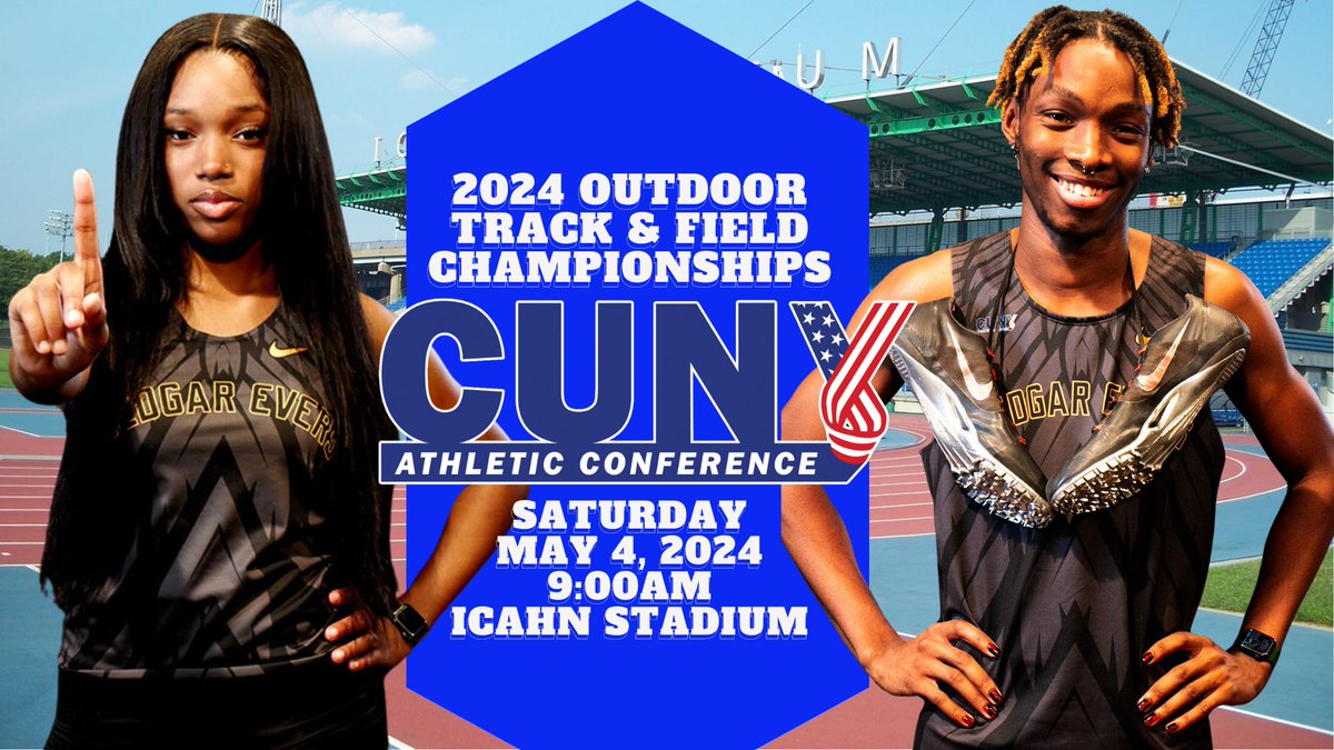 Come out to @IcahnStadiumNYC this Saturday and support the Cougars' outdoor track and field teams at the 2024 @CUNYAC championship meet! The action begins at 9am, as Medgar Evers shoots to make it four track and field titles in a 2.5-month span! #CougarCountry #TheCityPlaysHere