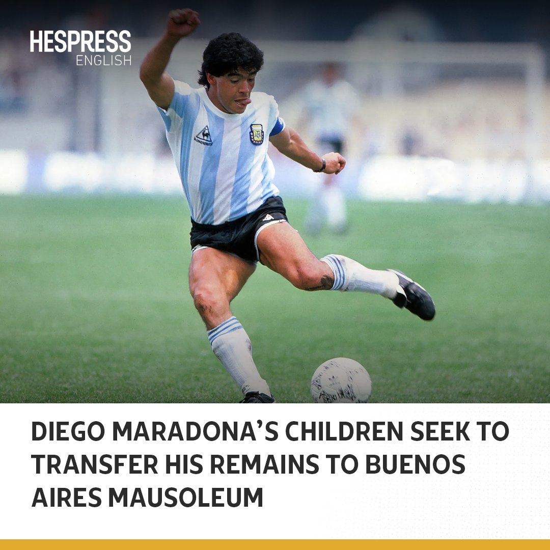 The children of football idol #DiegoMaradona, who passed away in 2020, have requested to transfer their father's remains from a private cemetery to a mausoleum in the Argentine capital, AFP reported as per a judicial source on Thursday. The request, under examination by a…
