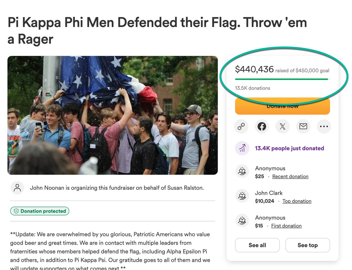 It's not hard to read the room. Americans are done with Democrats who promote Marxism & woke toxic ideologies. The boys at the frat were initially planning to raise tens of thousands - now about to cross half a million. This is a revolt against establishment wokiesm.