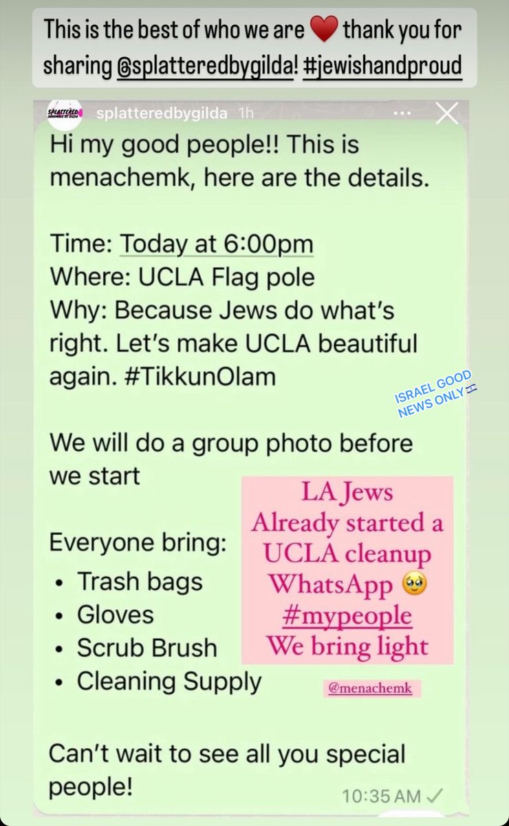 Imagine that. Jews coming to clean up the mess than the Pro Hamas terrorist animals made. Just one more proof that we are on the ones on the right side of history! #AmYisroelChai