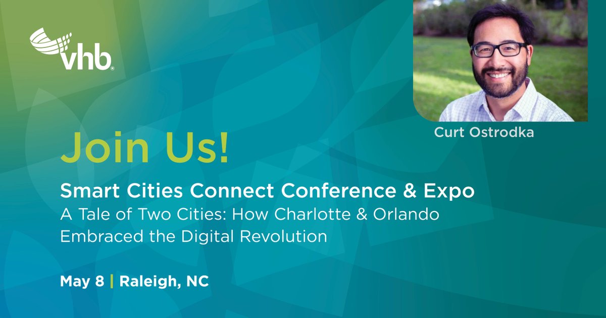 The @smartcityc 2024 Spring Conference will be in #Raleigh next week, and we can't wait to attend and share insights!

We hope to see you there: bit.ly/3QsokdS. 

#SmartCommunities #VHB #Orlando #Charlotte #SCC24