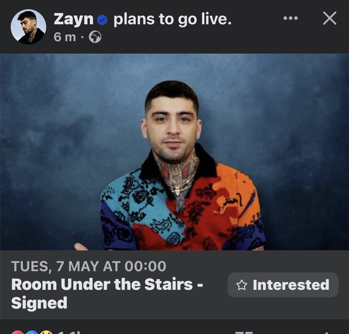 🚨 | ZAYN PLANS TO GO LIVE ON FACEBOOK ON MAY 7TH!