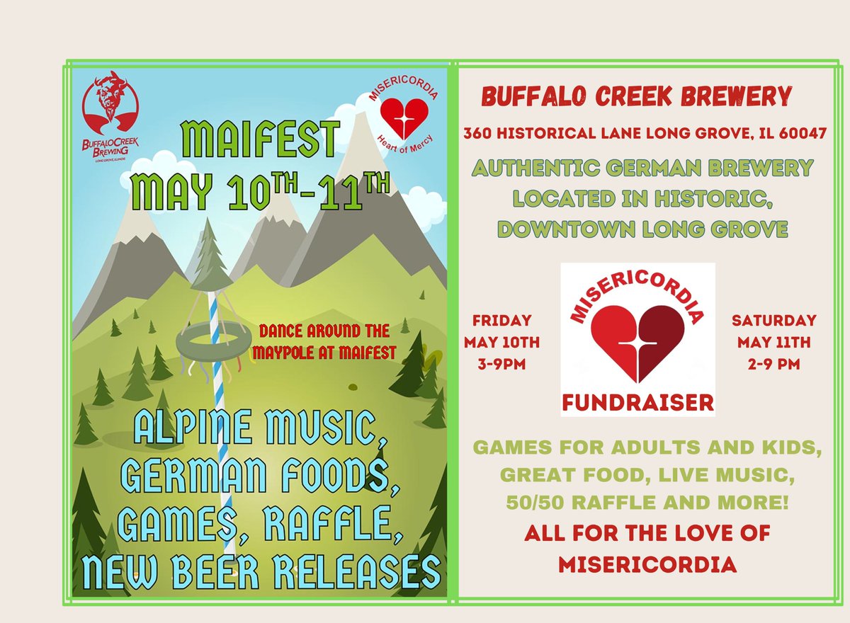 May is here which mean Maifest! Fun for the whole family! Friday May 10 and Saturday May 11 - supporting the residents of Misericordia! #MisericordiaStrong #MisericordiaCommunity