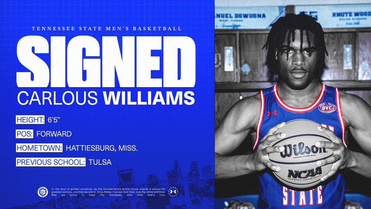 𝙎𝙞𝙜𝙣𝙚𝙙 🖊️

Welcome to the #RoarCity Carlous Williams, a transfer forward from Tulsa!

➡️ @HungryLous

#D2W