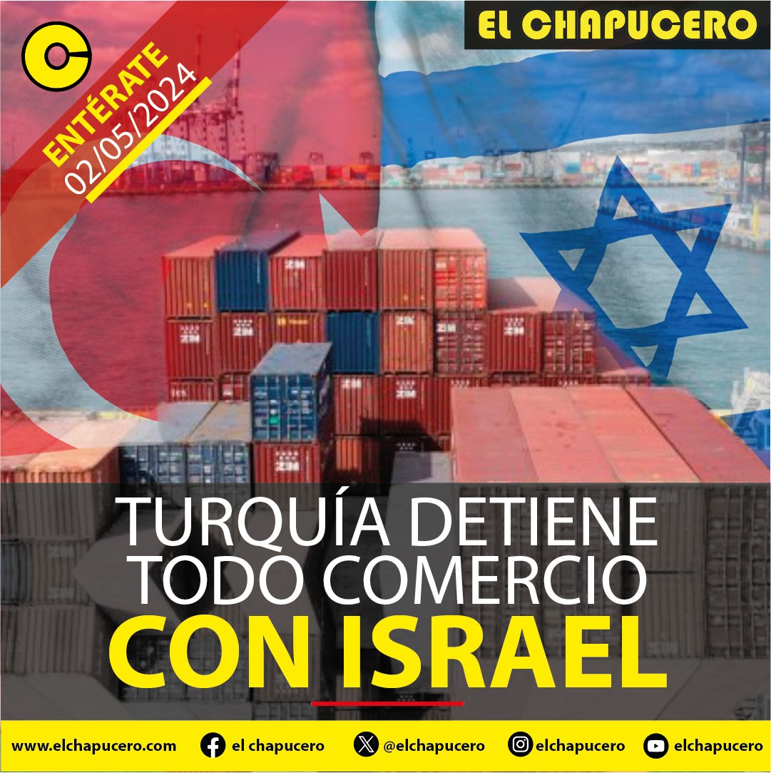 #ENTÉRATE | A partir de hoy Turquía cesaría cualquier tipo de comercio con Israel. El origen de esto es por la guerra realizada en gaza.