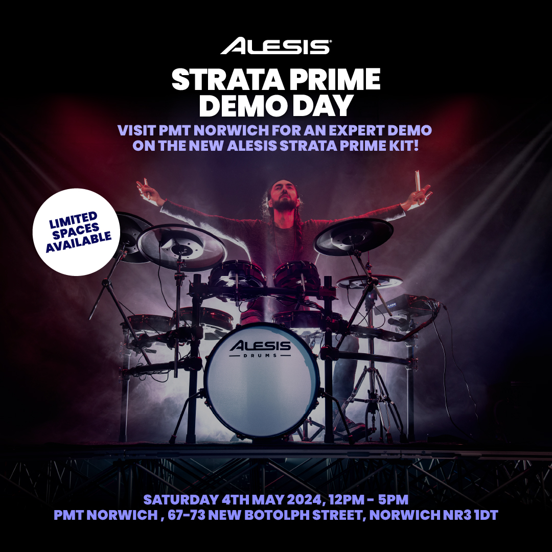 We'll see you in store tomorrow at PMT Norwich for those with spaces for the expert demo on the all new Alesis Strata Prime Kit! 🙏 Event info is here for any extra details - bit.ly/alesis-strata-…