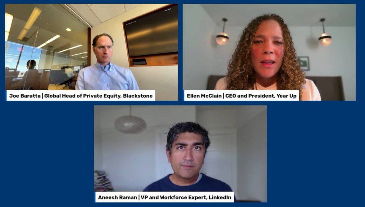 Our parent org @YearUp hosted a #LinkedInLive discussion on implementing #skillsfirst #talentpractices with Aneesh Raman (@LinkedIn), Joe Baratta (@Blackstone), and Ellen McClain (Year Up). They spoke on how implementing skills-first practices benefits both talent and businesses.