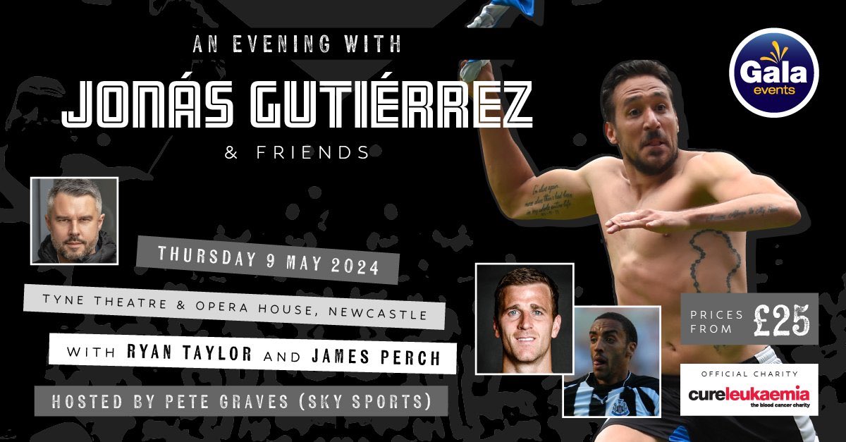 🚨GIVEAWAY:

I’ve teamed up with @PeteGravesTV to give away 2 tickets to what promises to be a superb night on May 9th.

Jonas, Ryan Taylor, Perchinho plus #NUFC Women’s Becky Langley & Amber-Keegan Stobbs will all be there!

To enter simply RT!

Winner announced Sunday. #NUFC