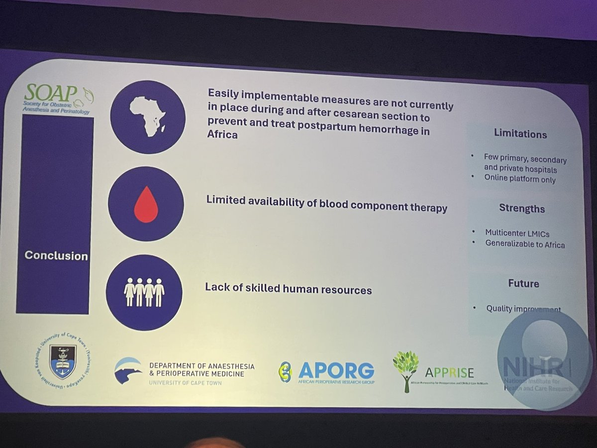 In Africa, 👉Many measures are not in place 👉Limited availability of blood 🩸 component therapy 👉Lack of skilled human resources #SOAPAM2024 #OBAnes