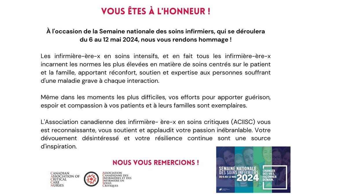 #ACIISC #SemainedesSoinsInfirmiers2024 #SemaineNationaledesSoinsInfirmiers #InfirmièresetInfirmiers2024