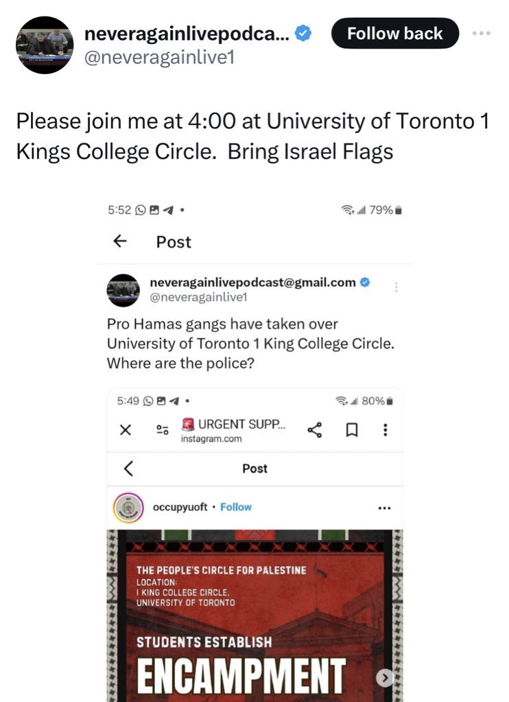 Meir Weinstein of Israel Now (formerly the Jewish Defence League) issues callout for counter protesters at the University of Toronto. There has been violence at campuses across North America in similar circumstances. #cdnpoli #Toronto #Palestine #Israel #Gaza #ProtestMania