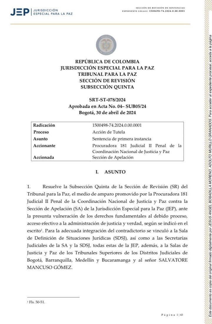 Entonces el Tribunal Especial para la Paz de la @JEP_Colombia negó la tutela promovida por la RÁBULA DELINCUENTE Margarita Cabello para silenciar a Salvatore Mancuso. Repito, esa serpiente está en mora de ser JUDICIALIZADA por Camargo @FiscaliaCol ante la @CorteSuprema
