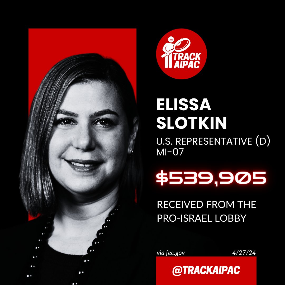 @ElissaSlotkin Elissa Slotkin takes MAGA money.

She has collected >$539,000 from AIPAC and the Israel lobby - funded by anti-choice extremist Republicans. #RejectAIPAC #MISEN