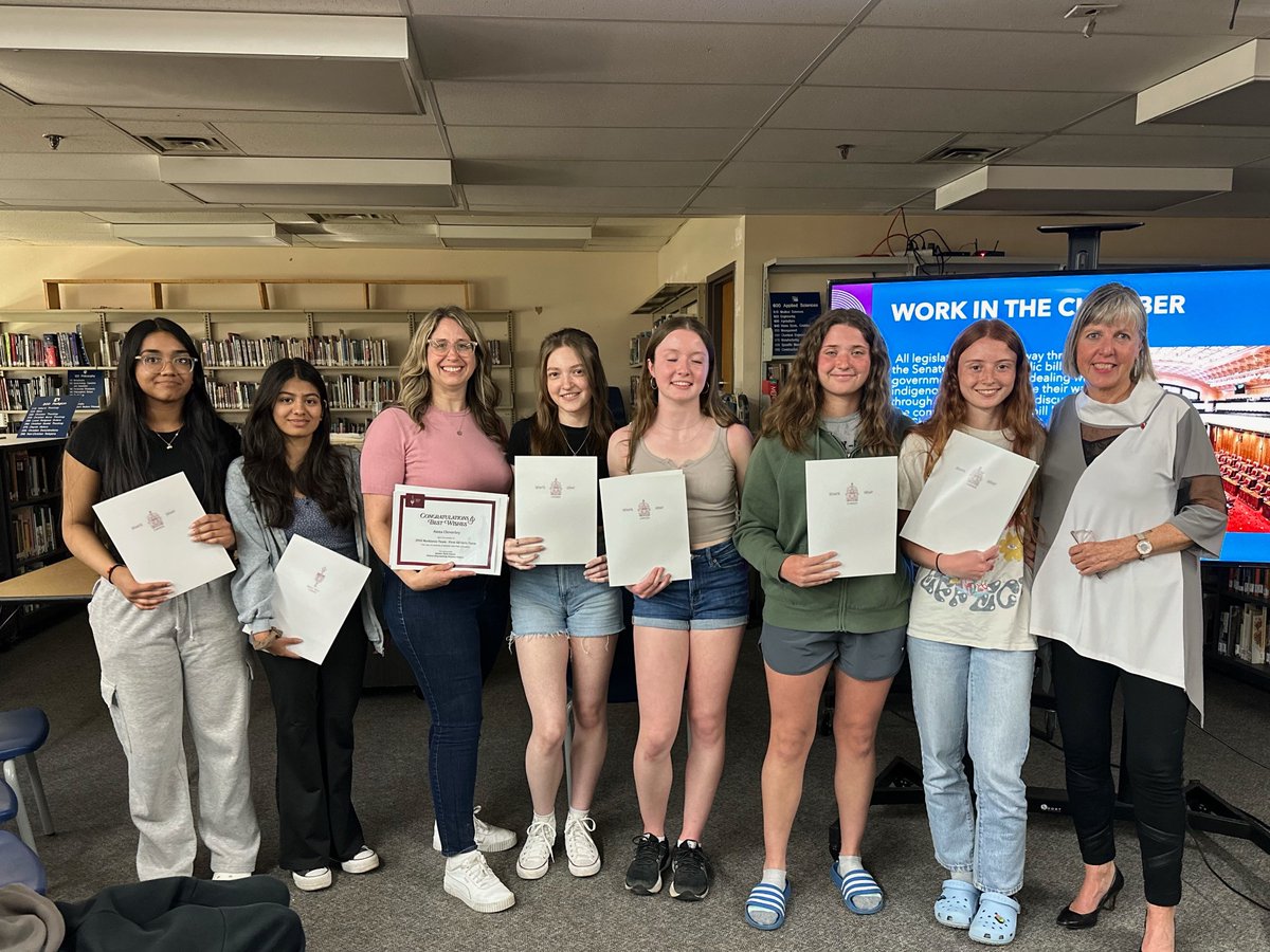 Today it was a privilege to meet and present the JHSS Mathletes  ALL GIRLS team with certificates from the Senate. They won first place at the University of Waterloo Math Competition. Congratulations!