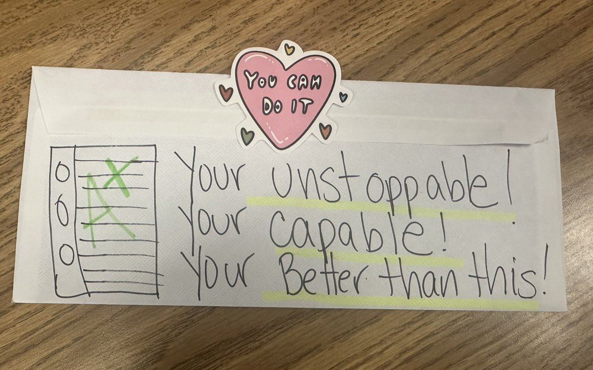 I can’t wait for students to open their letters from their parents before we take the ELA FAST tomorrow. A little encouragement goes a long way! @SeaGateES