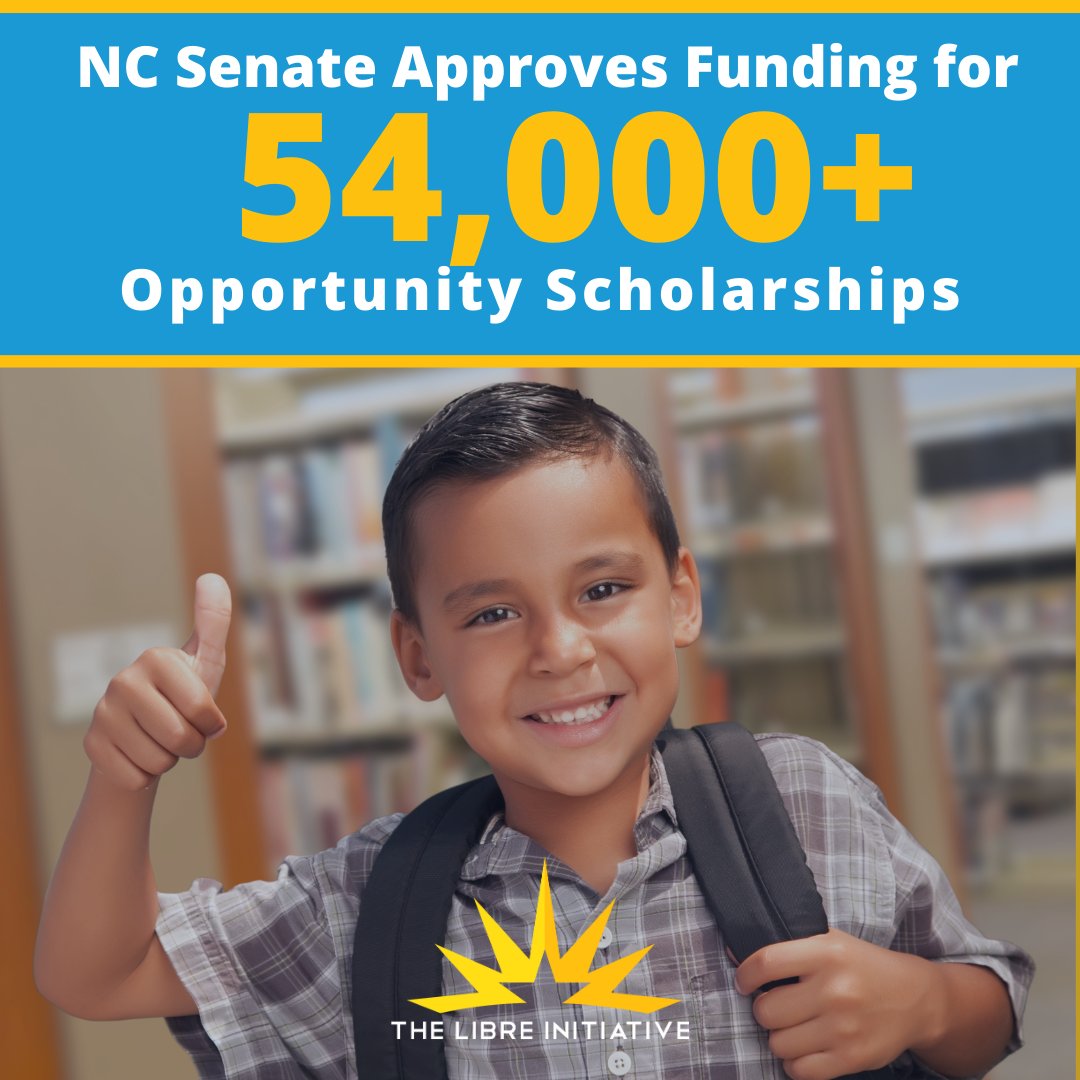Great news! HB 823 just passed in the #NCGA Senate, providing funding for over 54,000 Opportunity Scholarships, giving more educational choices for our kids. #BeLIBRE #ncpol #KidsFirst