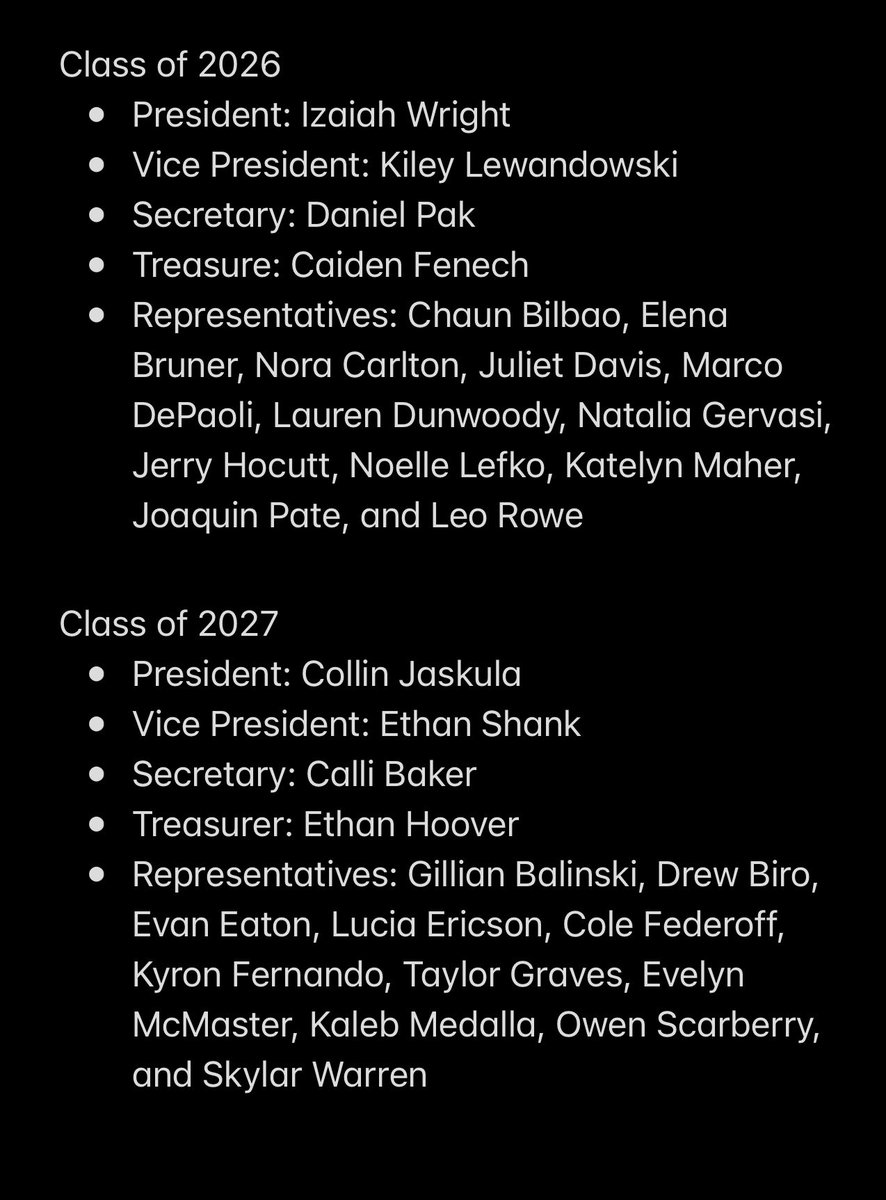 Congratulations to our 24 - 25 Student Council.