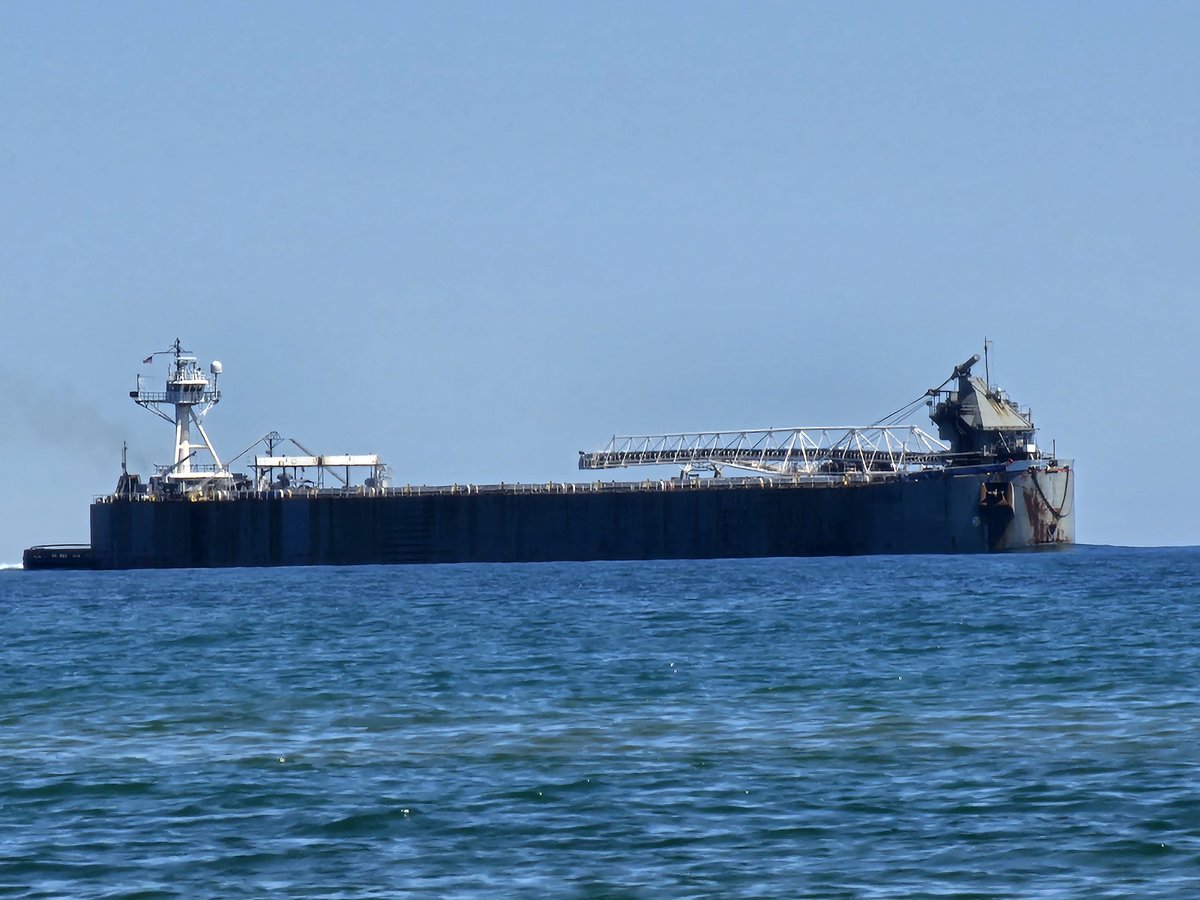 Beautiful Lake Huron today. Just me, the fossils and the freighters. 
#lakehuron #Michigan #freighter