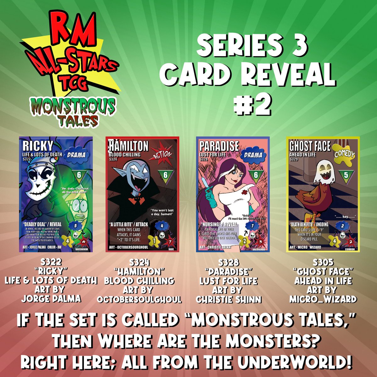 A haunting card reveal awaits with these new School of the Underworld themed cards. Many new faces from my spooky series join the fray in set 3. Cards 8/39 revealed!