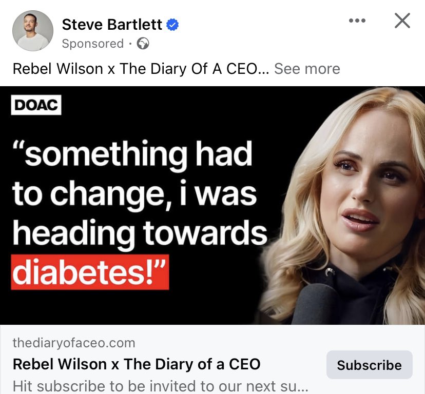 @StevenBartlett I don’t think the wording of your advertisement ⬇️ is appropriate🤔

There are many different types of #diabetes with different causes and treatment requirements.

#languagematters #diabeteschat #gbdoc #shushthestigma