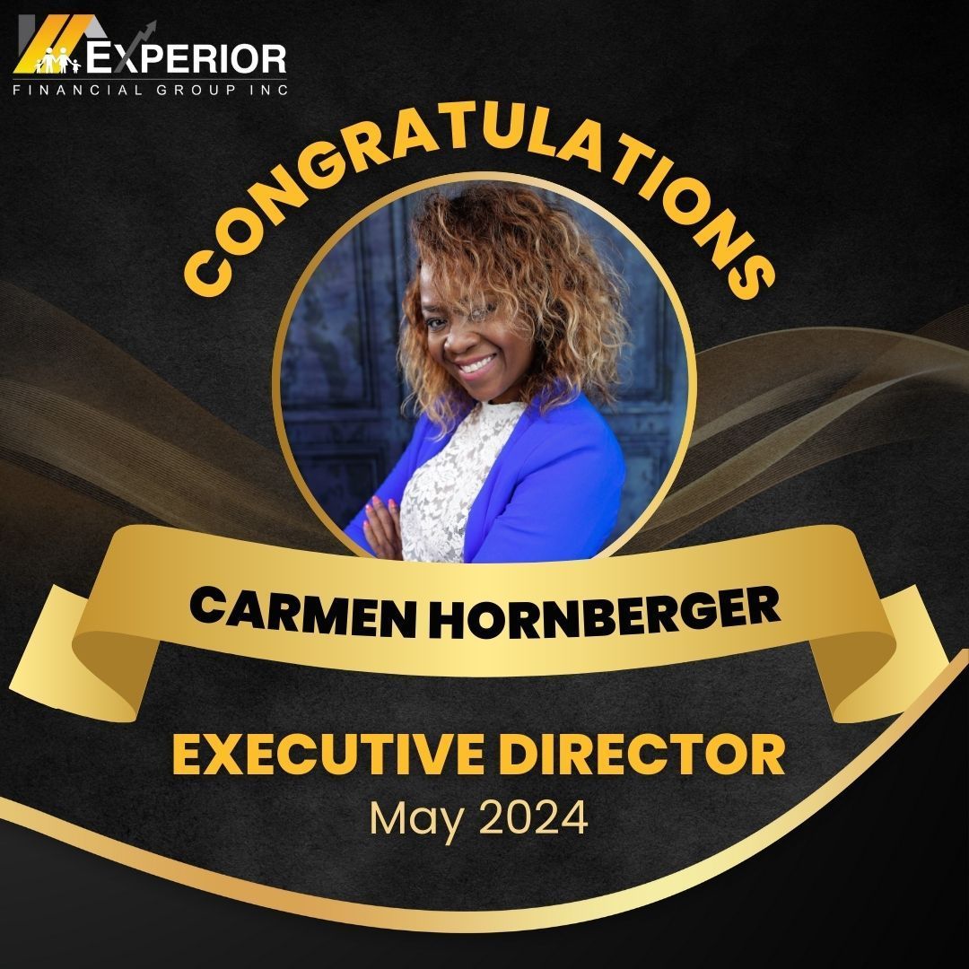 🎉👏 Congratulations to Carmen Hornberger for achieving the prestigious title of Executive Director & Shareholder Qualifier at Experior Financial Group Inc. in May 2024!  buff.ly/4bmeFxG! #ExecutiveDirector #Shareholder #ExperiorFinancialGroup