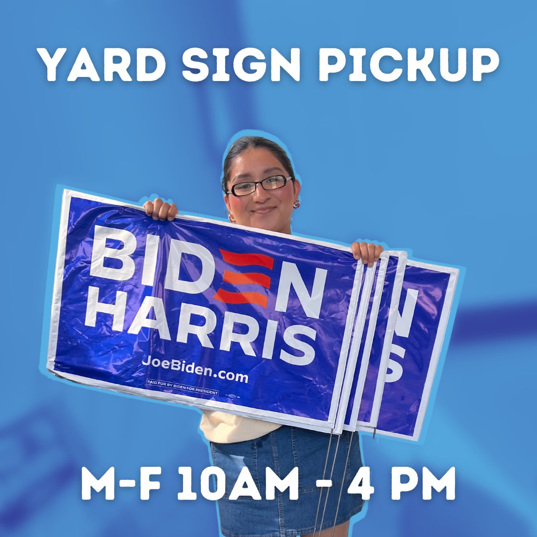 Tell the world we're not going back! Come to HCDP headquarters (4619 Lyons) to pick up your free Biden/Harris yard signs, Monday - Friday from 10:00 am to 4:00 pm. Let's #TurnTexasBlue! -- #HarrisCountyHustle #voteblue #democrats #dems #harriscounty #houston #htx #htown #biden