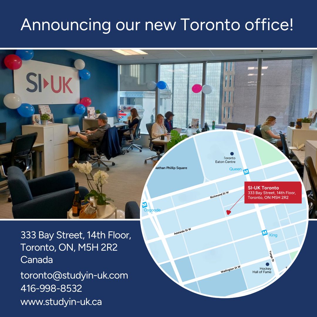 We are pleased to announce that our Toronto team has moved to a new office! 

Address: 333 Bay St, 14th Floor
Toronto, ON, M5H 2R2
Canada

#siuk #studyinuk #studyabroad #ukuniversities #internationalstudent #undergraduate #postgraduate