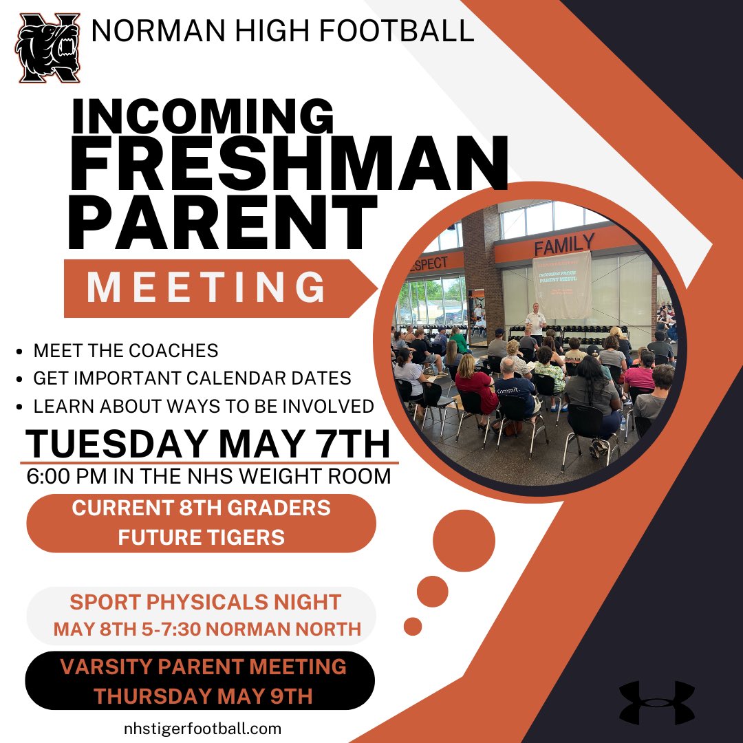 We are looking forward to having our incoming Freshman Team join us and will be hosting a Freshman Parent Meeting next Tuesday! Hope to see you in the weight room at 6:00pm! Fight On!