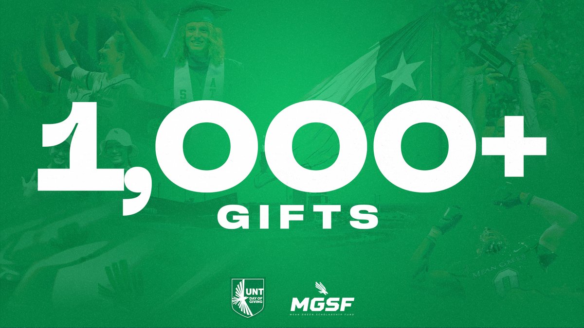 WOW. 💚 THANK YOU MEAN GREEN NATION! UNT's Giving Day truly showed the pride, support, and generosity our community has for UNT and our student-athletes! Until next year! #GMG 🦅