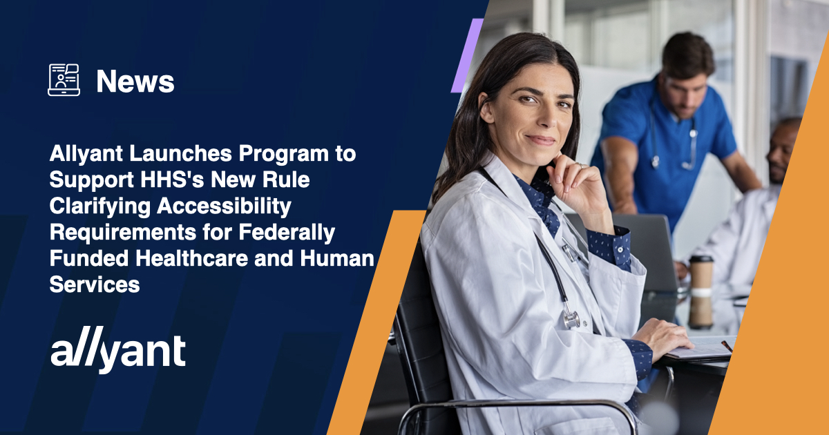 We are pleased to announce the launch of our new healthcare-centric program in response to the recent U.S. Department of Health and Human Services rule. 

Learn more: allyant.com/allyant-launch…

#AccessibilityForAll #InclusiveWeb #DisabilityInclusion #WebAccess #WebAccessibility