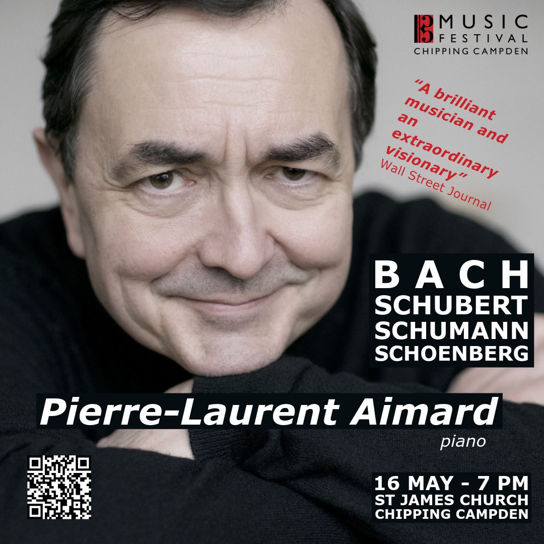 We are really excited the remarkable multi award winning pianist @PLAimard is coming to #chippingcampden 16 May 7pm. A true giant of the classical #piano scene Aimard brings a fascinating programme of #Bach #schubert #schumann #schoenberg book: tinyurl.com/Pierre-Laurent…