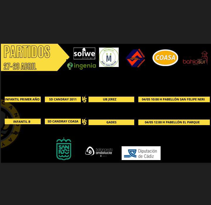 SD CANDRAY (@sdcandray) on Twitter photo ✨Este finde nuestras 🐝 infantil B COASA se enfrentan en cuartos de final a <a href="/CadizCBGades/">Cádiz CB Gades</a>. Vamos a mostrarles todo nuestro apoyo el sábado a las 12 en el pabellón del parque!!! 💪🏼💪🏼⛹🏻♀️💛🖤 ✨Este finde nuestras 🐝 infantil B COASA se enfrentan en cuartos de final a <a href="/CadizCBGades/">Cádiz CB Gades</a>. Vamos a mostrarles todo nuestro apoyo el sábado a las 12 en el pabellón del parque!!! 💪🏼💪🏼⛹🏻♀️💛🖤