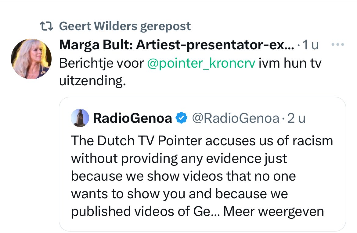 Wilders retweet complot orgel Marga🤡

Stoppen met formeren kun je leren
