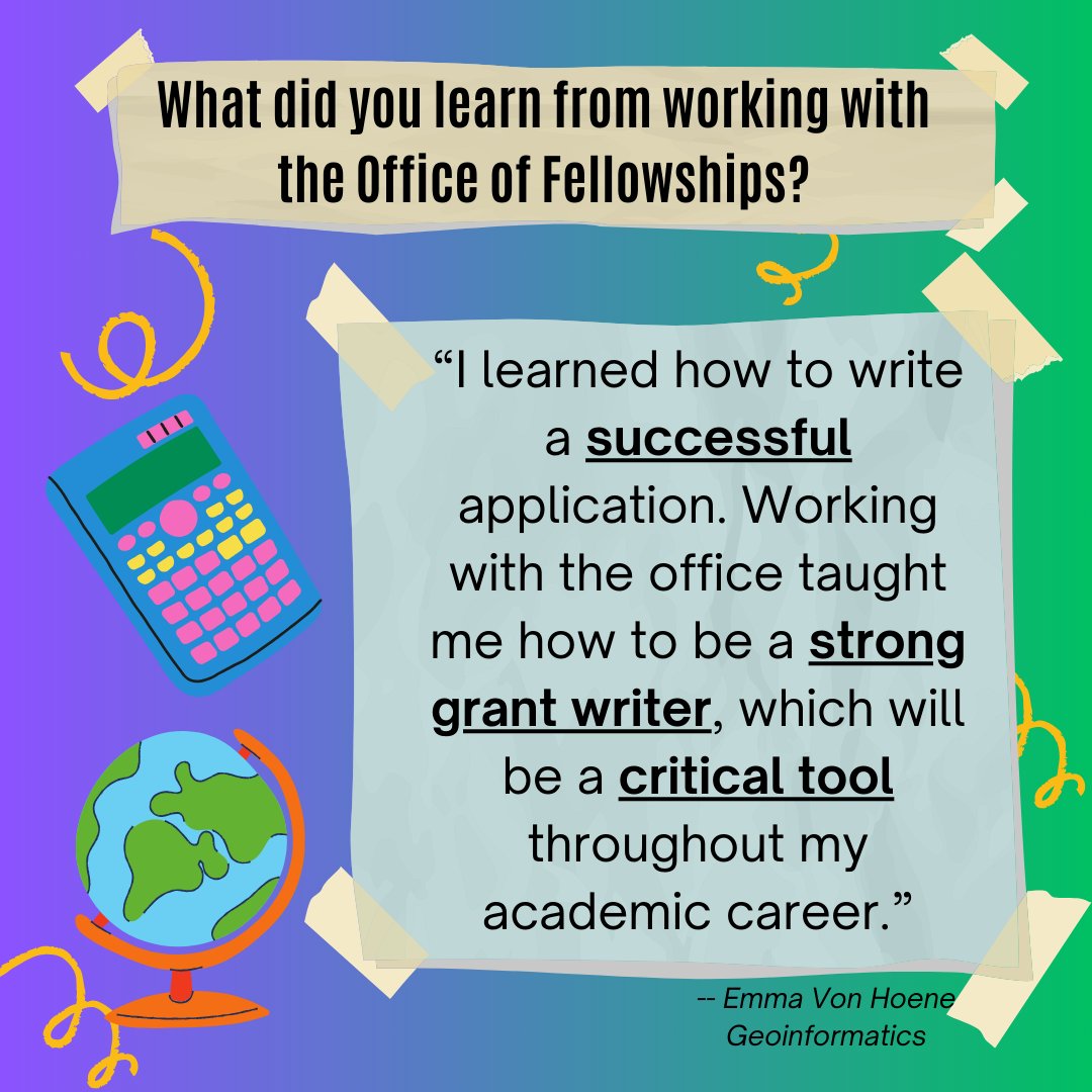 When #MasonNation students work with the Office of Fellowships, they prepare themselves for the future!
@NSF GRFP applicant Emma says our staff helped her become a stronger writer.
Come back each day to hear from a student that worked with us.